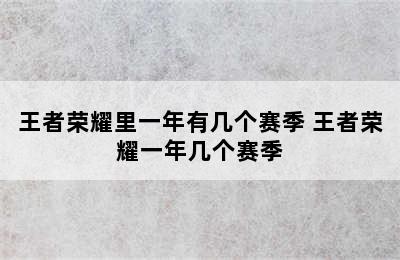 王者荣耀里一年有几个赛季 王者荣耀一年几个赛季